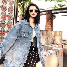 批发宽松显瘦牛仔外套女2025秋季新款慵懒风休闲中长款休闲夹克上衣
