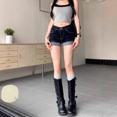 批发低腰<b class='q'>卷</b><b class='q'>边</b>弹力<b class='q'>牛仔</b>女2025年夏季新款辣妹显瘦包臀设计<b class='q'>短裤</b>大码女装
