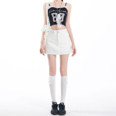 批发复古蓝牛仔短裙女<b class='q'>夏</b>季高腰大码显瘦胖mm梨形身材遮肚子a字半身裙