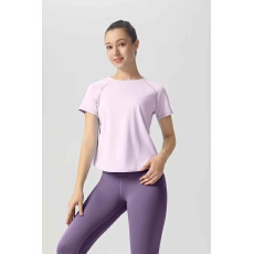 批发训练宽松舒适运动上衣女夏季跑步健身衣<b class='q'>短袖</b>透气T恤速干衣瑜伽服