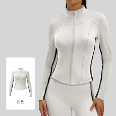 批发新款线感瑜伽服女秋冬运动上衣<b class='q'>修身</b>显瘦立领长袖跑步健身时尚<b class='q'>外套</b>