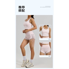 批发系带设计黑色撞色边瑜伽背心<b class='q'>文胸</b>女抽绳塑形速干<b class='q'>运动</b>内衣瑜伽套装