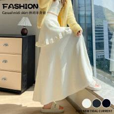 批发实拍~软糯设计感双层针织半身裙女秋冬高腰显瘦毛线裙大摆A字伞裙