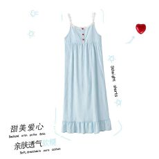 批发夏季韩版少女蕾丝边公主风云朵棉吊带睡裙宽松舒适女士睡衣家居服