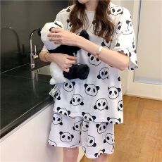 批发韩版夏季少女睡衣可爱卡通短袖套<b class='q'>装</b>女士宽松春秋款外穿家居服睡衣