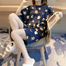 批发夏季少女睡衣可爱卡通短袖套<b class='q'>装</b>女士宽松春秋款外穿家居服睡衣套<b class='q'>装</b>