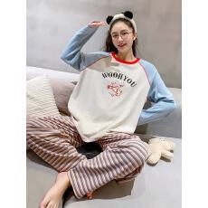 批发1072少女可爱卡通春秋圆领舒适可外穿女士长袖<b class='q'>上衣</b>长裤家居服套装