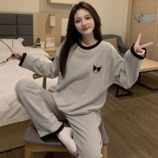批发1078少女可爱卡通春秋圆领舒适可外穿女士长袖<b class='q'>上衣</b>长裤家居服套装