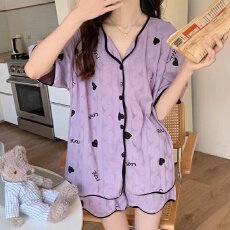 批发睡衣女夏天甜美可爱学生开衫家居服2026年新款奶乎乎女士两件套装