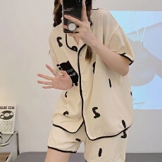 批发1090夏季韩版大码少女睡衣甜美可爱学生开衫家居服女士两件套装女