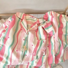 批发彩条舒适<b class='q'>睡衣</b>女甜美新款ins长袖长裤春秋季少女家居服两件套