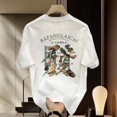 批发新款短袖t恤男ins潮牌欧美<b class='q'>嘻哈</b>风圆领打底衫上衣夏季休闲宽松体恤