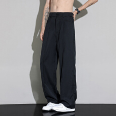 批发新款潮流夏季凉感透气小<b class='q'>西裤</b><b class='q'>男士</b>直筒宽松纯色阔腿裤垂感休闲裤