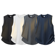 批发夏季新款男百搭圆领坎肩简约纯色运动汗背心潮牌基础重磅无袖T恤