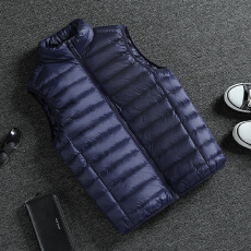 批发跨境轻薄羽绒服马甲<b class='q'>男士</b>无袖立领短款休闲户外运动鸭绒保暖外套