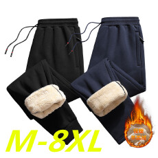 批发跨境新款休闲长裤男士冬季韩版潮流纯棉羊羔绒运动九分裤保暖卫裤