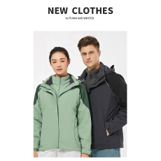 批发跨境户外软壳衣男女款冲锋衣三合一两件套夹克防风防水情侣登山服