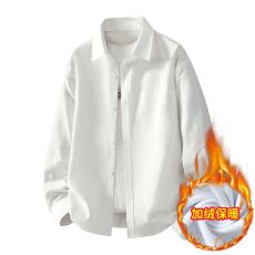 跨境新款秋冬季加绒保暖复合绒一体绒牛津纺衬衫外套男士长袖外套