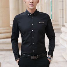 跨境秋冬长袖新款衬衫男士加绒加厚休闲商务衬衣外套男装上衣寸衫