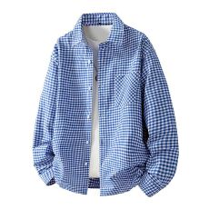 批发跨境新款男士日系复古格子上衣潮流情侣款宽松休闲舒适百搭衬衫