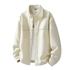 批发跨境纯色水洗棉混纺爆款牛仔长袖衬衫男士<b class='q'>春</b>秋冬2025新款潮流百搭