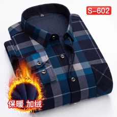 批发跨境主推款秋冬季新款衬衫男士长袖加绒加厚休闲商务衬衣寸衫