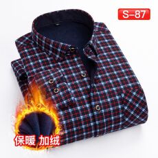批发跨境主推款秋冬季新款衬衫男士长袖加绒加厚休闲商务衬衣寸衫