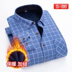 批发跨境主推款秋冬季新款衬衫男士长袖加绒加厚休闲<b class='q'>商务</b>衬衣寸衫