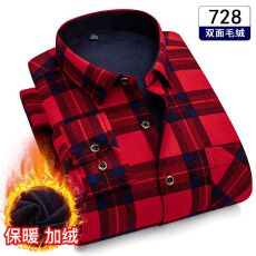 批发跨境主推款秋冬季新款衬衫男士长袖加绒加厚休闲<b class='q'>商务</b>衬衣寸衫