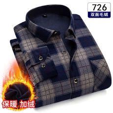 批发跨境主推款秋冬季新款衬衫男士长袖加绒加厚休闲<b class='q'>商务</b>衬衣寸衫