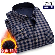 批发跨境主推款秋冬季新款衬衫男士长袖加绒加厚休闲<b class='q'>商务</b>衬衣寸衫