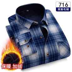 批发跨境主推款秋冬季新款衬衫男士长袖加绒加厚休闲<b class='q'>商务</b>衬衣寸衫