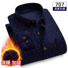 批发跨境主推款秋冬季新款<b class='q'>衬衫</b><b class='q'>男</b>士<b class='q'>长袖</b>加绒加厚休闲商务<b class='q'>衬衣</b>保暖寸衫