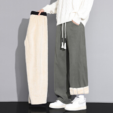 批发秋冬季羊羔绒运动休闲长裤子男款加绒裤加厚保暖加棉外穿抗寒保暖