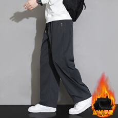 加绒加厚裤子男士春秋季2025新款直筒工装冲锋裤宽松秋冬休闲长裤