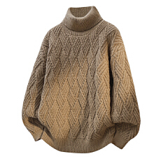 麻花高领毛衣男士冬季2025新款慵懒风复古高级感纯色针织衫上衣