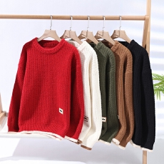 跨士潮牌高品质毛衣男慵懒高级感格子提花针织衫秋冬潮流宽松线衣