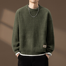 跨士潮牌高品质毛衣男慵懒高级感格子提花针织衫秋冬潮流宽松线衣