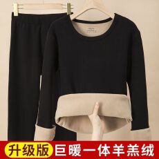 批发跨境新款驼绒保暖内衣套装男女<b class='q'>情侣</b><b class='q'>加绒加厚</b>防寒秋衣秋裤冬季套装
