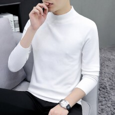 批发半高领毛衣男士秋冬季修身内搭百搭针织棉打底衫纯色中领潮流线衣