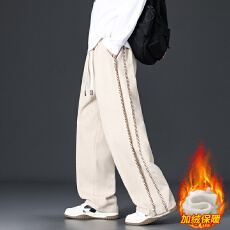 批发跨境灯芯绒裤男款冬季2025新款条纹直筒垂感宽松休闲阔腿加绒长裤