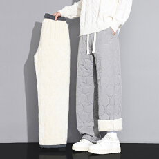 批发跨境超声波加绒加厚休闲裤男款冬季东北零下保暖防寒棉裤直筒长裤