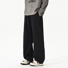 批发跨境美式运动卫裤男秋季重磅香蕉裤子男生宽松直筒阔腿弯刀休闲裤