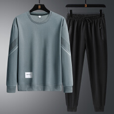 跨境爆款春秋宽松胖子男士卫衣套装大码潮牌亲肤柔软休闲套装长袖