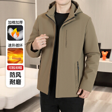 跨境2025冬季中老年棉衣爸爸装可脱卸帽潮牌宽松休闲棉服保暖外套