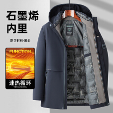 跨境男士冬季中长款商务棉衣中老年爸爸装休闲保暖外套棉衣防风