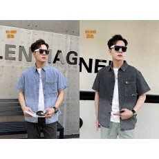 批发实体店高品质潮牌美式男士洗水牛仔短袖2026夏季新款休闲衬衫<b class='q'>外套</b>