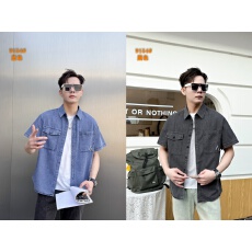 批发实体店高品质潮牌美式男士洗水牛仔短袖2026夏季新款休闲衬衫<b class='q'>外套</b>