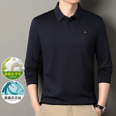 批发跨境爆款春秋新款POLO衫<b class='q'>长袖</b>休闲绵羊毛翻领<b class='q'>T</b><b class='q'>恤</b>桑蚕丝内搭打底衫