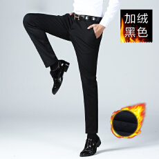 批发跨境新款2025秋冬加绒加厚<b class='q'>商务</b><b class='q'>休闲</b>裤男士潮流时尚直筒西裤